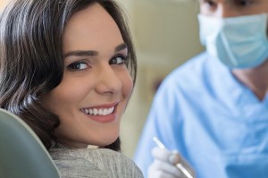 Smiling woman at dentist's office